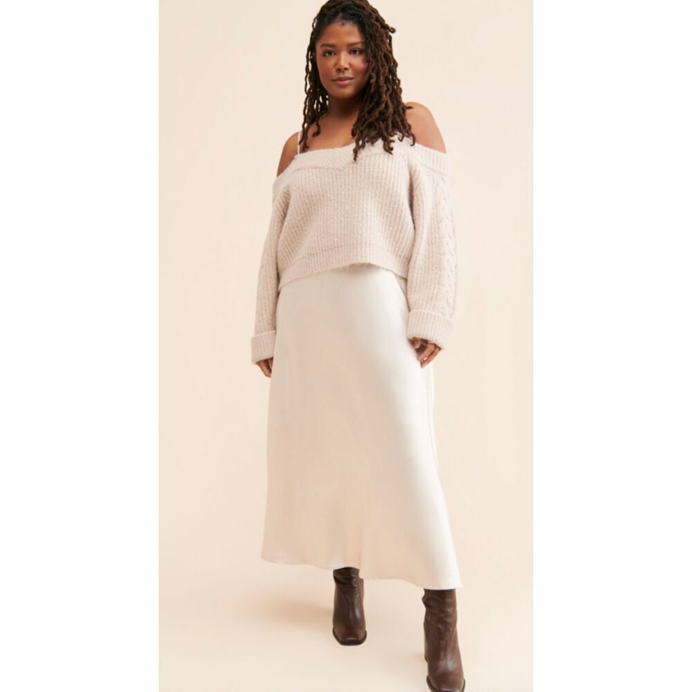 NWT Anthropologie x Mare Mare Wool Blend Sweater Slip Layered Midi Dress Plus 1X